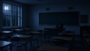 Commercial Ozone Generators with Nano-Metal Free, Humidity-Resistant “Tesla” Quartz Tube Technology 6 Empty classroom at night during an ozone shock treatment